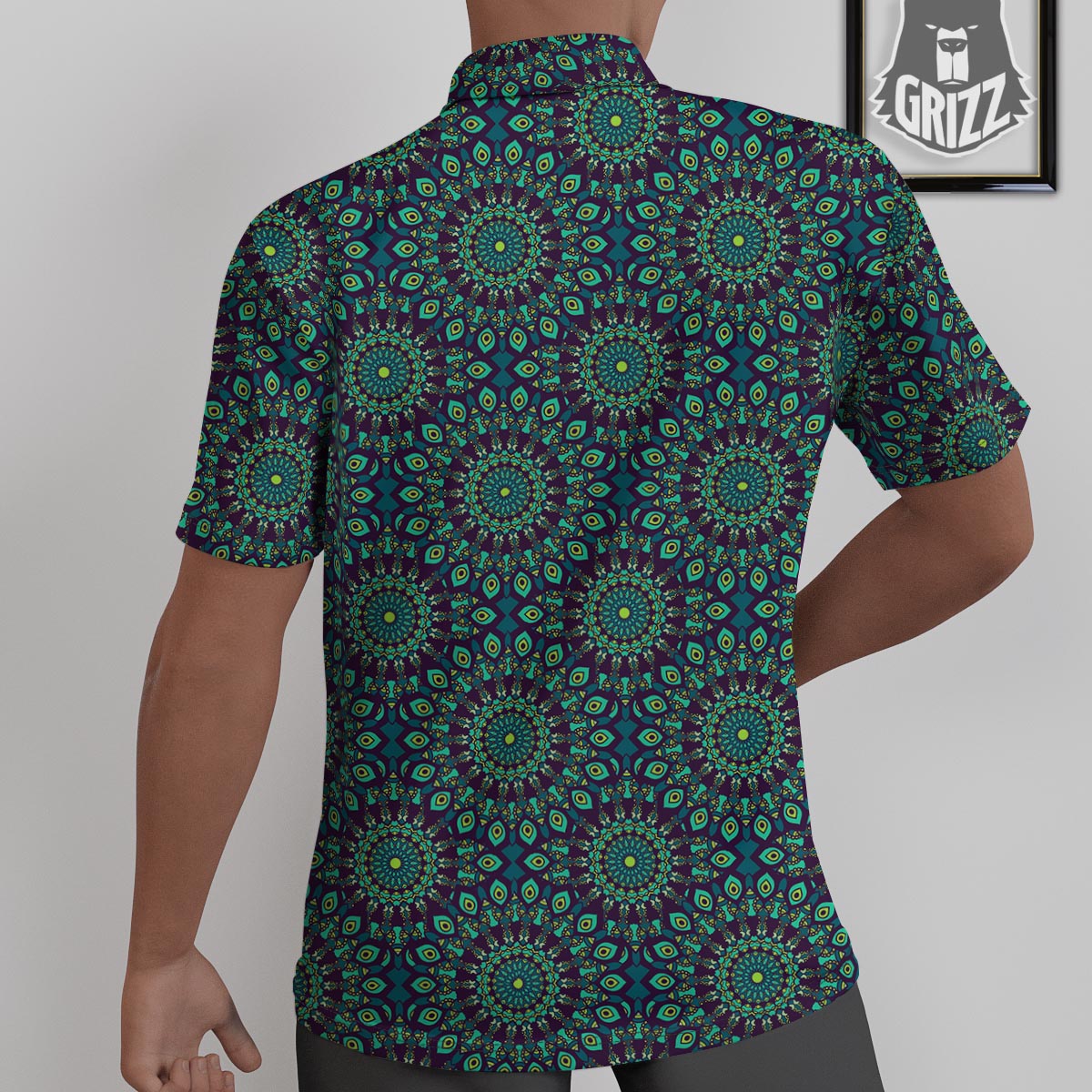 Mandala Teal Bohemian Print Pattern Untucked Shirts-grizzshop