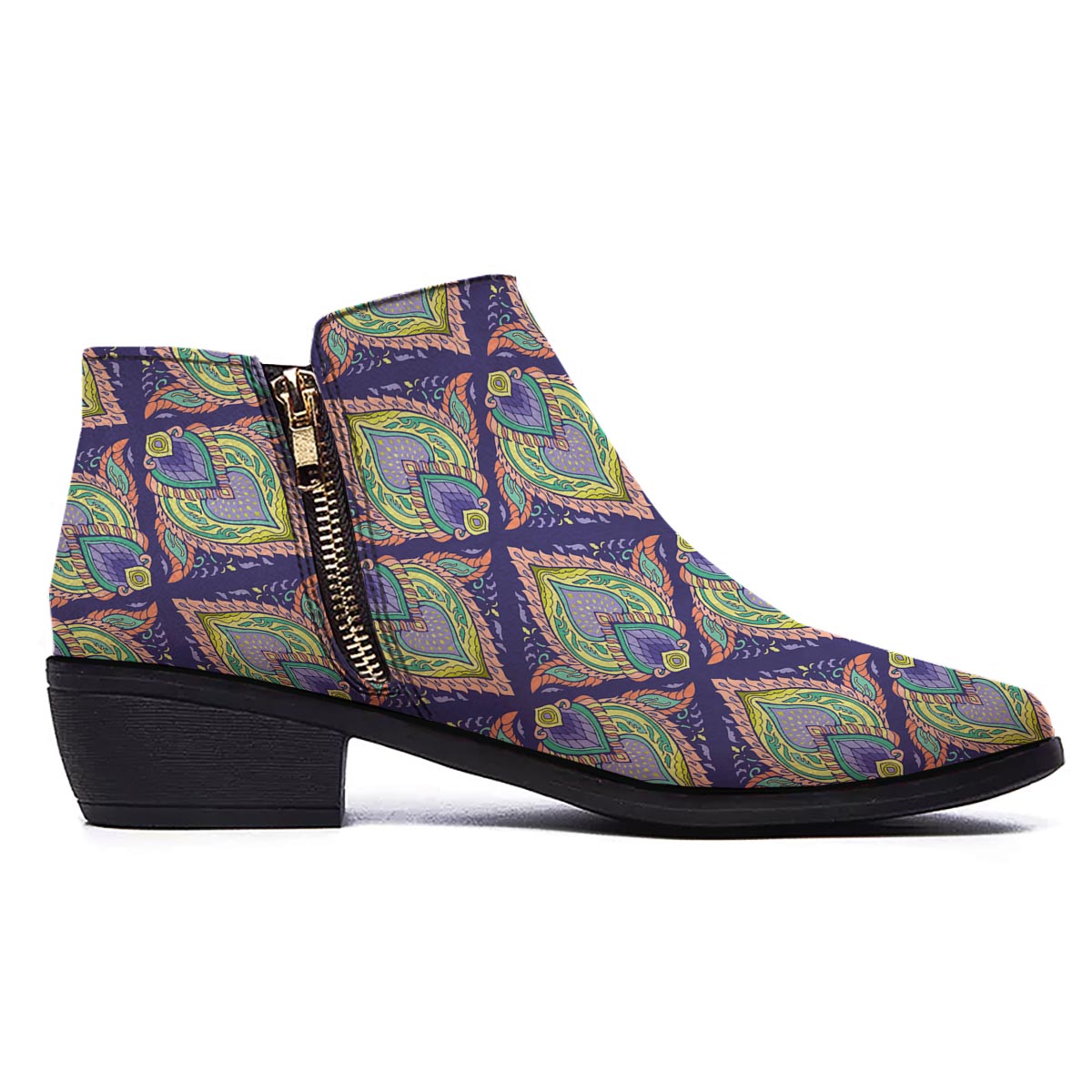 Mandala Thai Print Pattern Ankle Boots-grizzshop