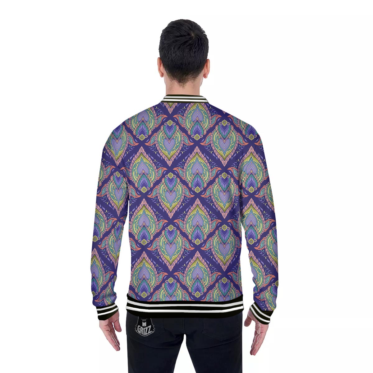 Mandala Thai Print Pattern Baseball Jacket-grizzshop