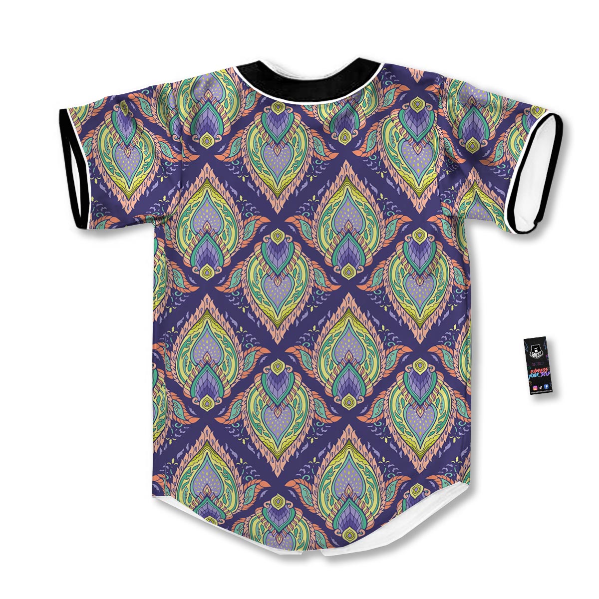 Mandala Thai Print Pattern Baseball Jersey-grizzshop
