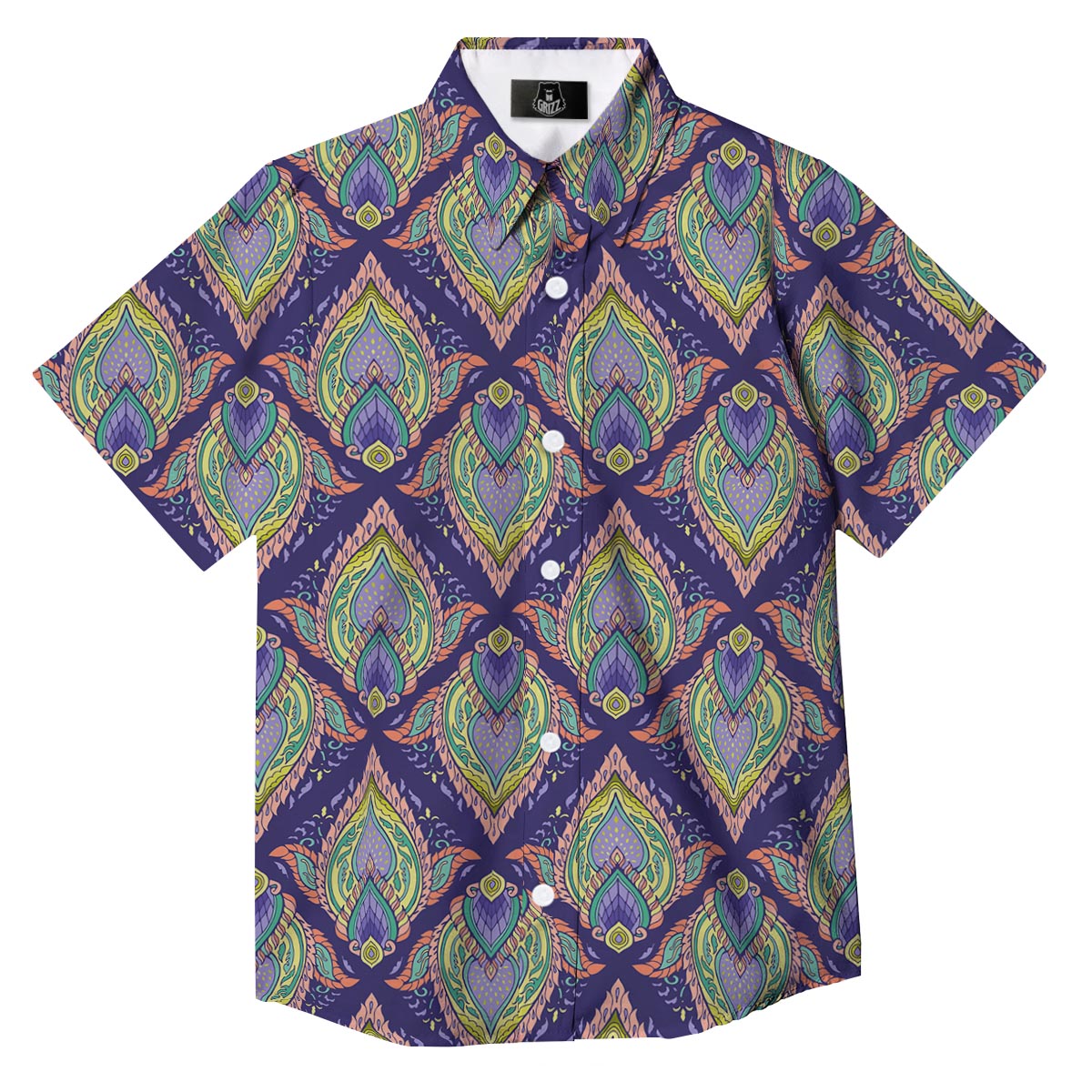 Mandala Thai Print Pattern Button Up Shirt-grizzshop