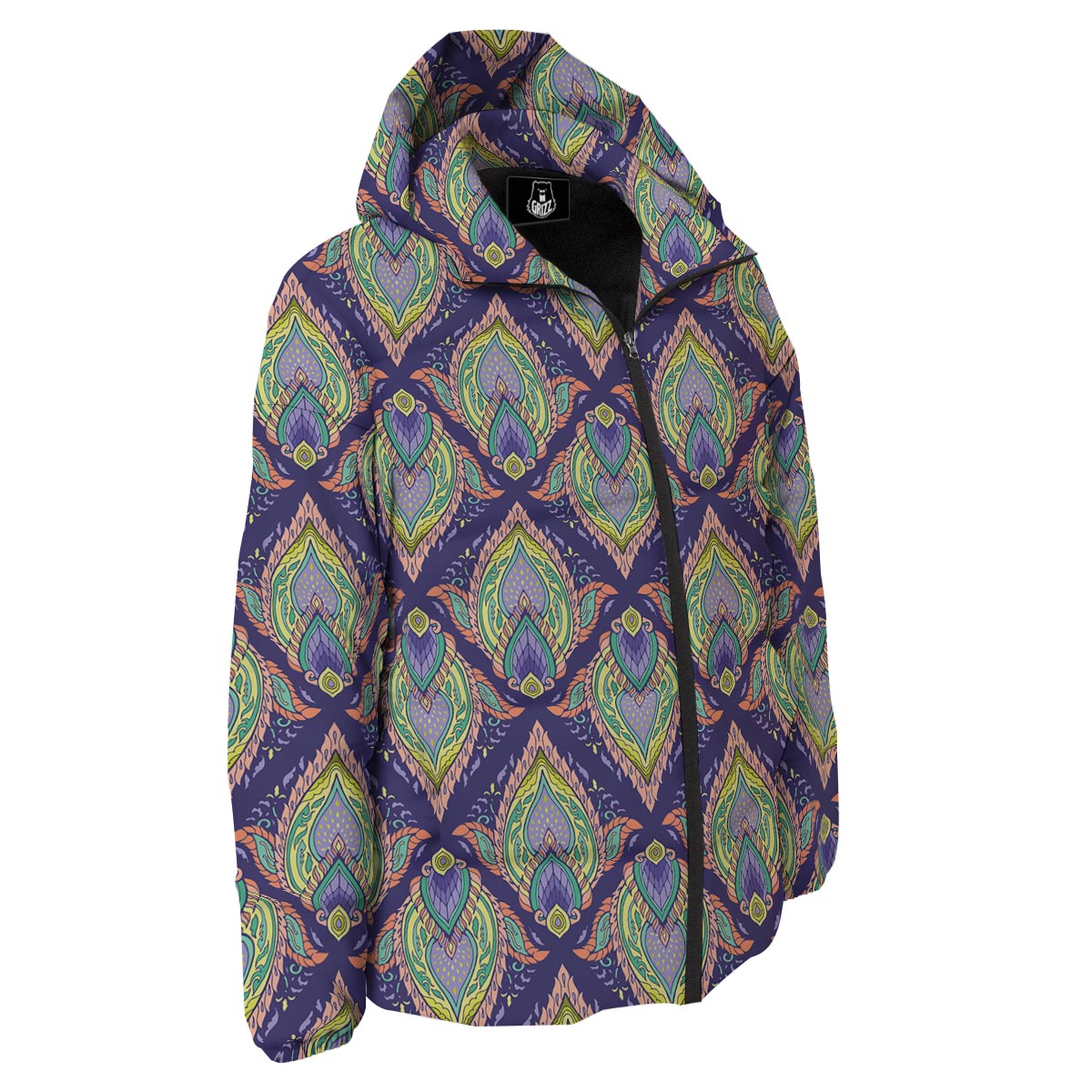 Mandala Thai Print Pattern Down Jacket-grizzshop