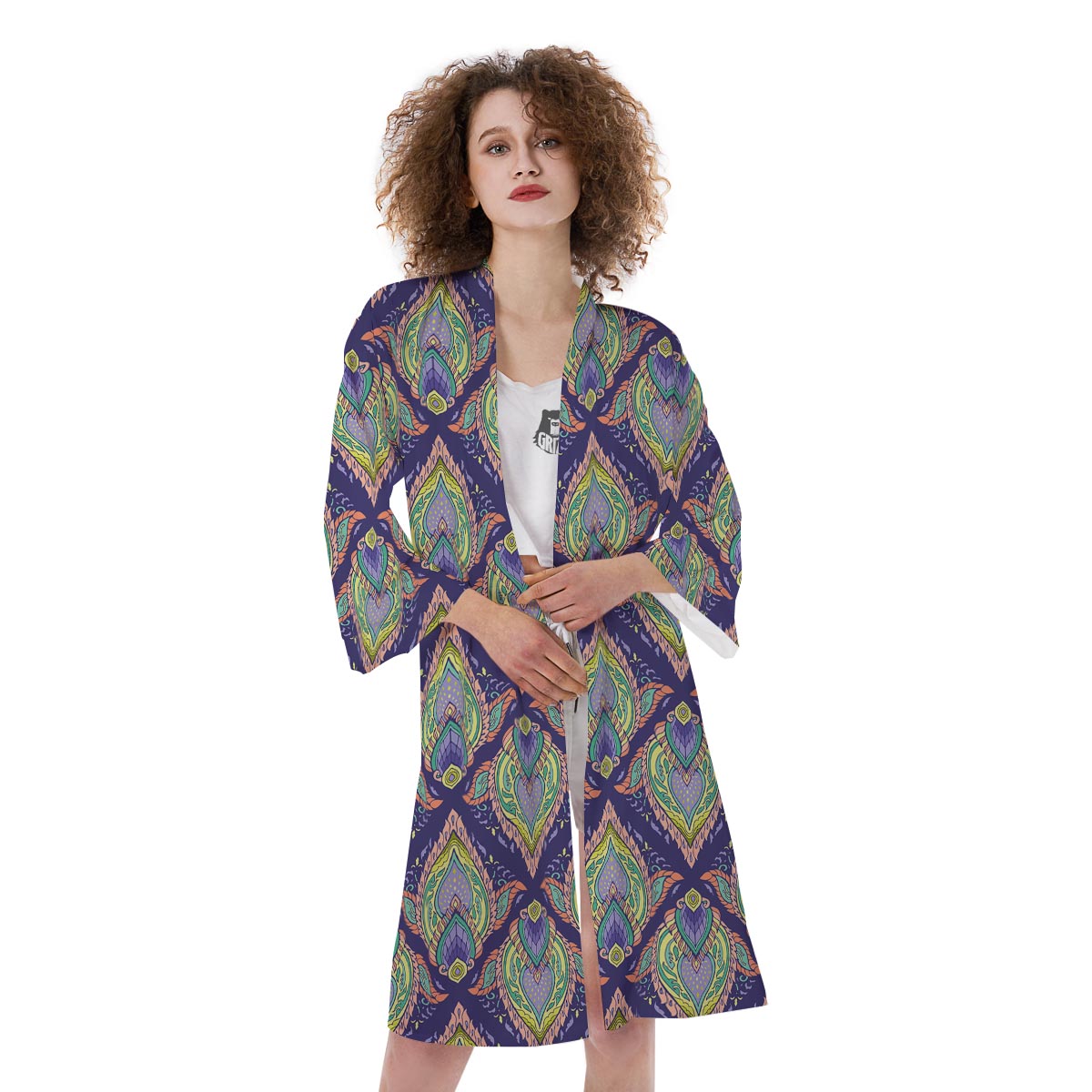 Mandala Thai Print Pattern Kimono-grizzshop