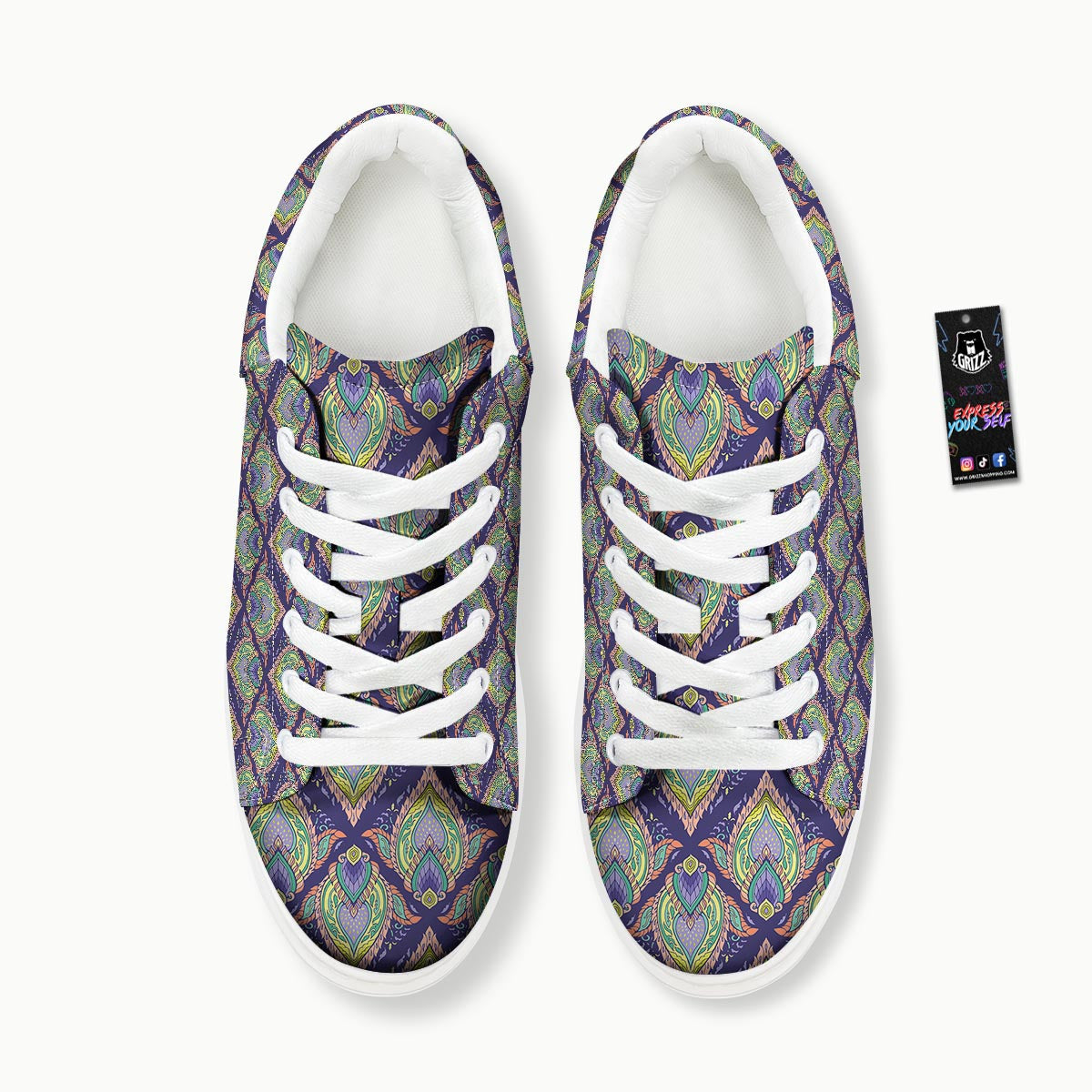 Mandala Thai Print Pattern Platform Shoes-grizzshop
