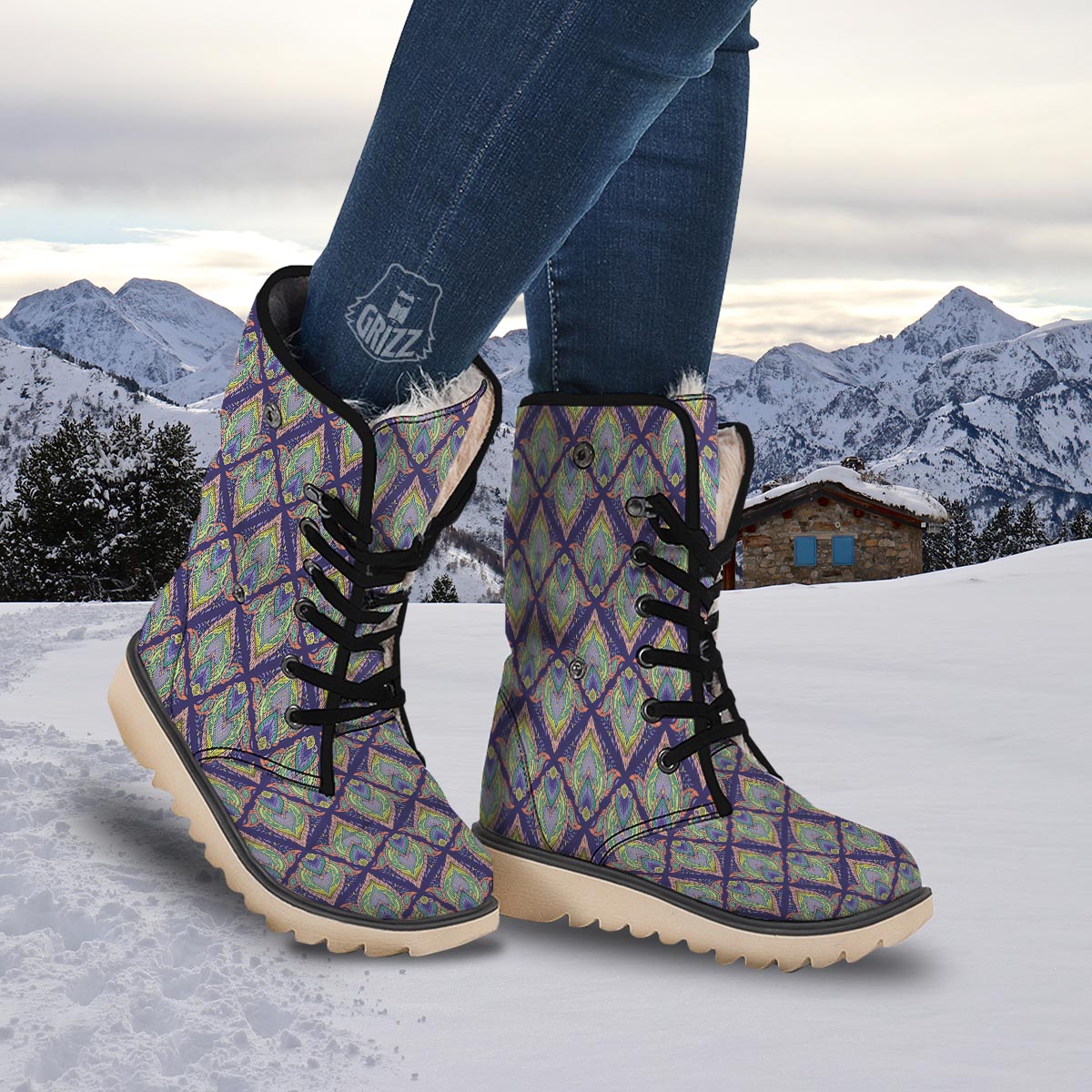 Mandala Thai Print Pattern Snow Boots-grizzshop