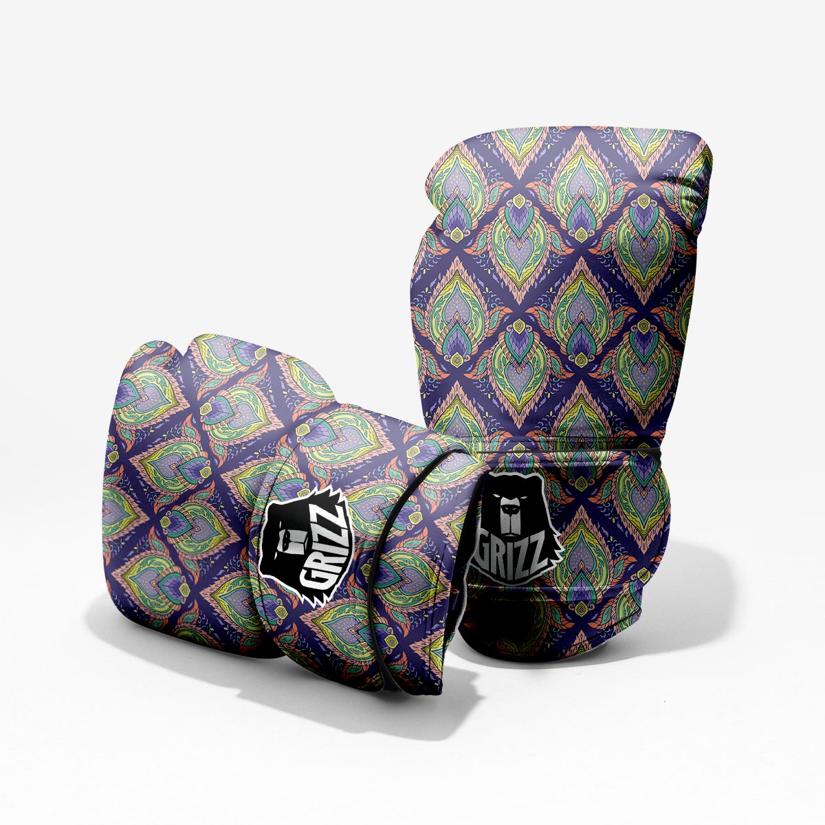 Mandala Thai Print Pattern Sparring Gloves-grizzshop