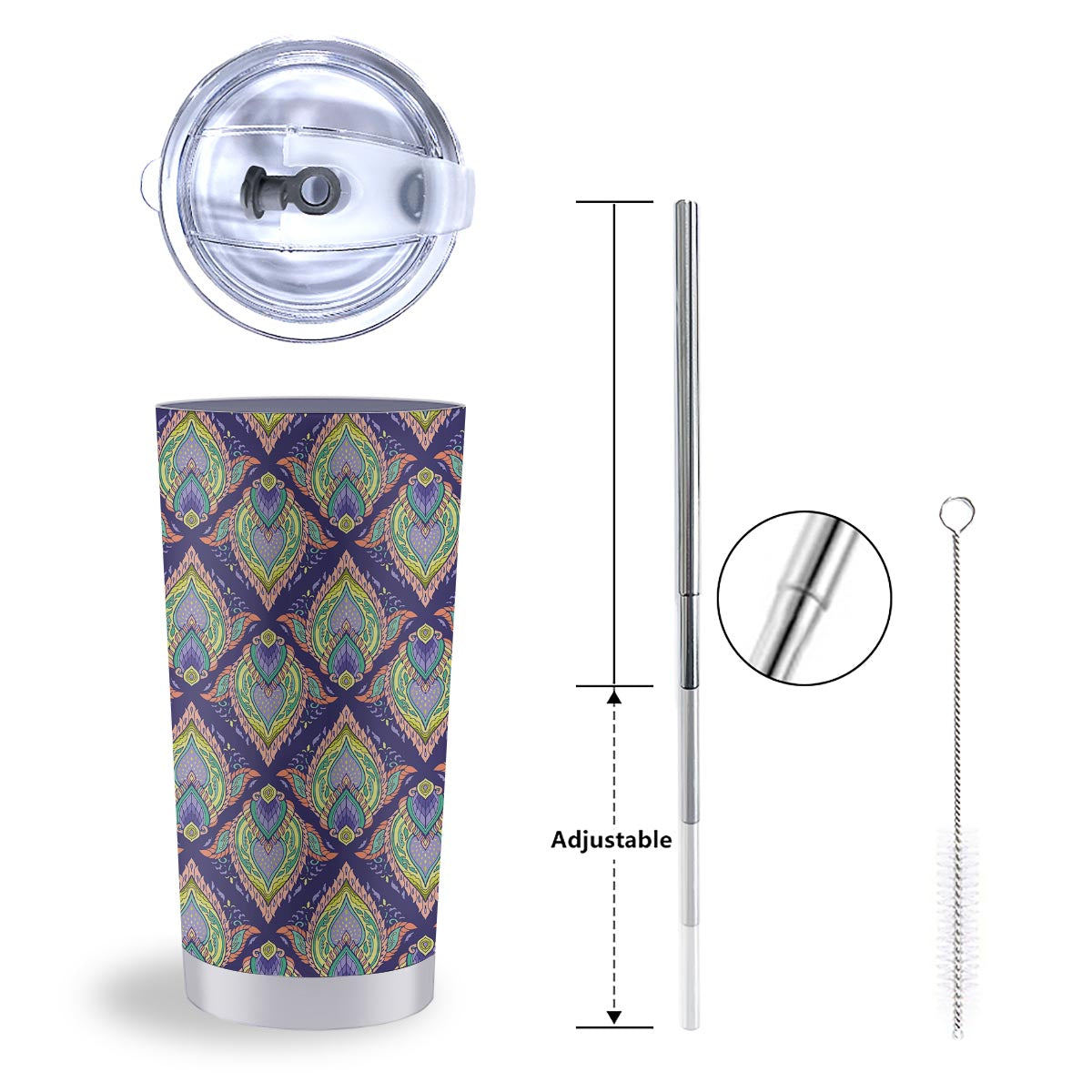 Mandala Thai Print Pattern Tumbler-grizzshop