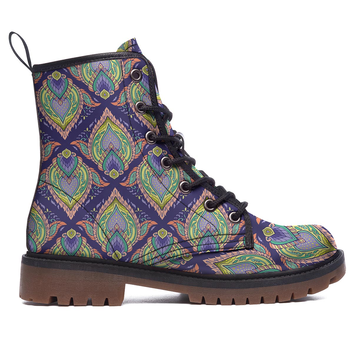 Mandala Thai Print Pattern Work Boots-grizzshop