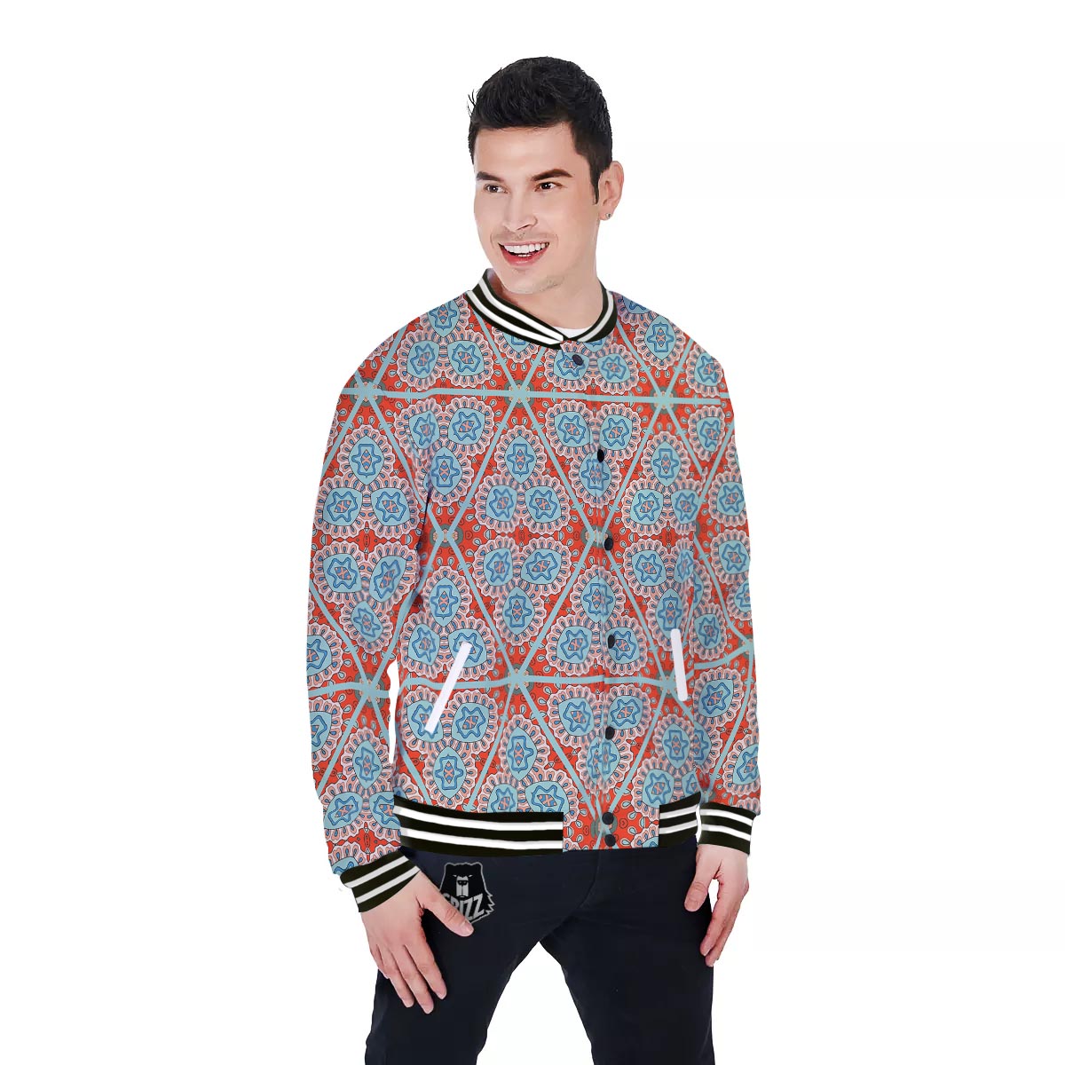 Mandala Triangle Bohemian Print Pattern Baseball Jacket-grizzshop