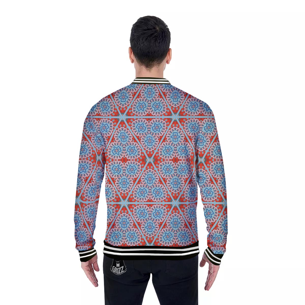Mandala Triangle Bohemian Print Pattern Baseball Jacket-grizzshop