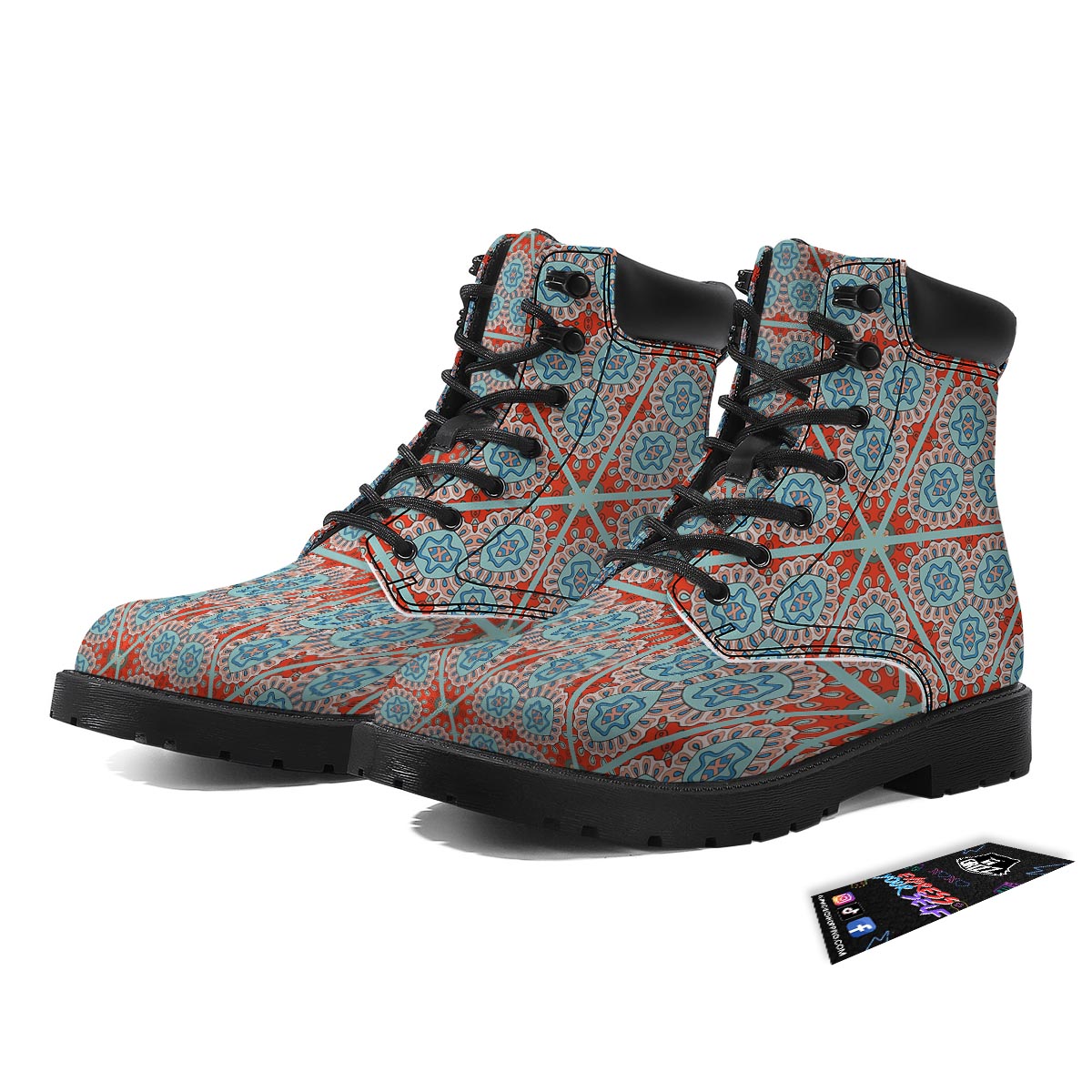 Mandala Triangle Bohemian Print Pattern Boots-grizzshop