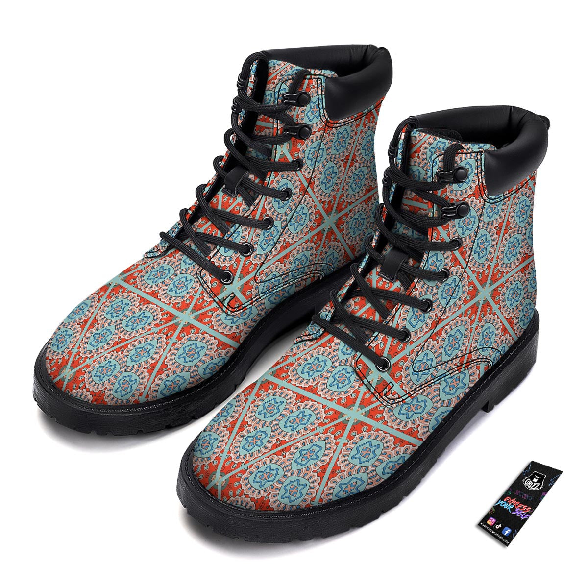Mandala Triangle Bohemian Print Pattern Boots-grizzshop