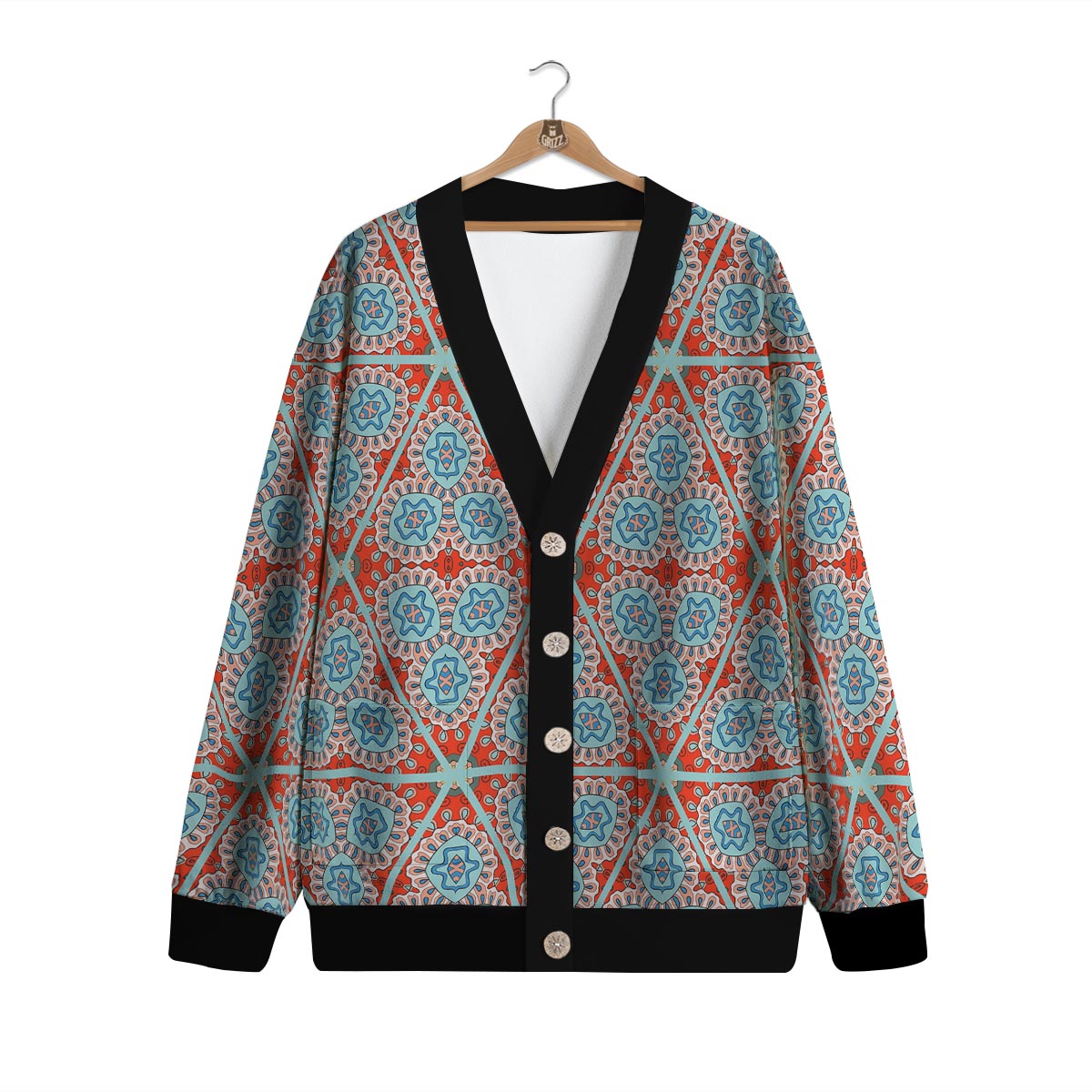 Mandala Triangle Bohemian Print Pattern Cardigan-grizzshop