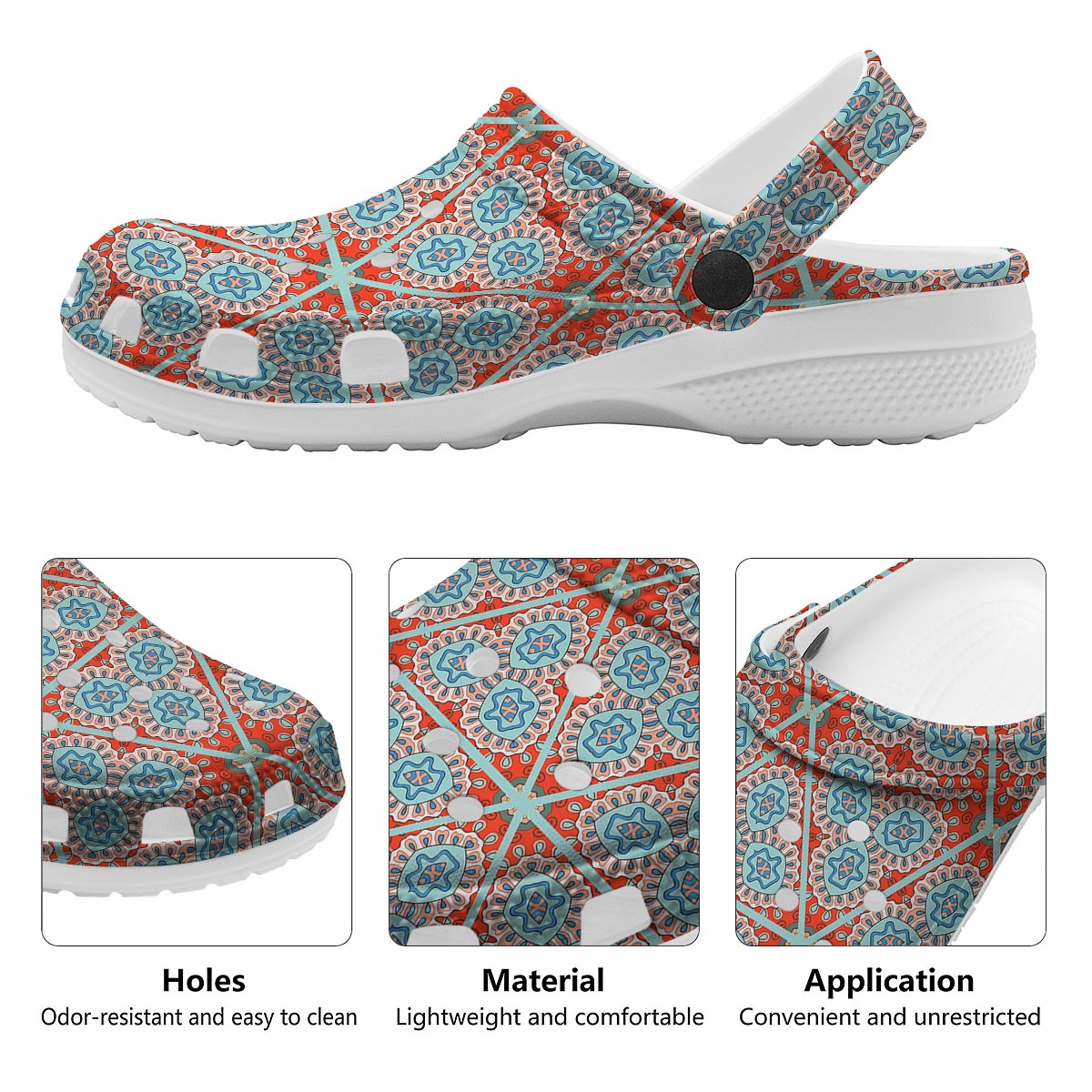 Mandala Triangle Bohemian Print Pattern Clog-grizzshop