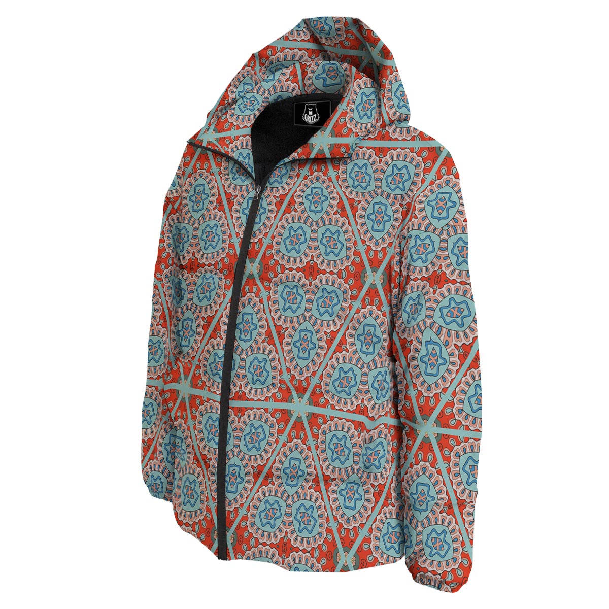 Mandala Triangle Bohemian Print Pattern Down Jacket-grizzshop