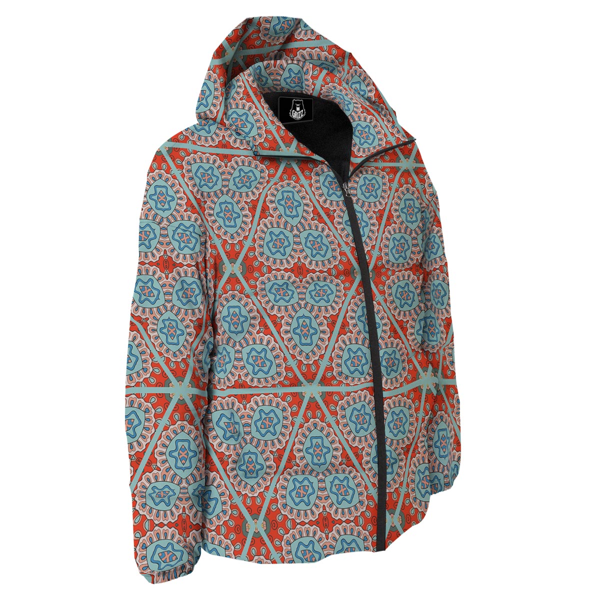 Mandala Triangle Bohemian Print Pattern Down Jacket-grizzshop