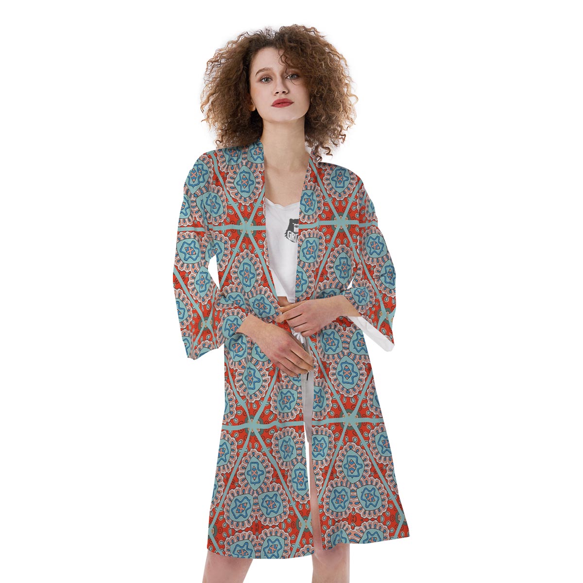 Mandala Triangle Bohemian Print Pattern Kimono-grizzshop