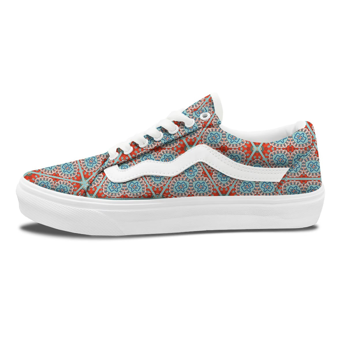 Mandala Triangle Bohemian Print Pattern Skate Shoes-grizzshop