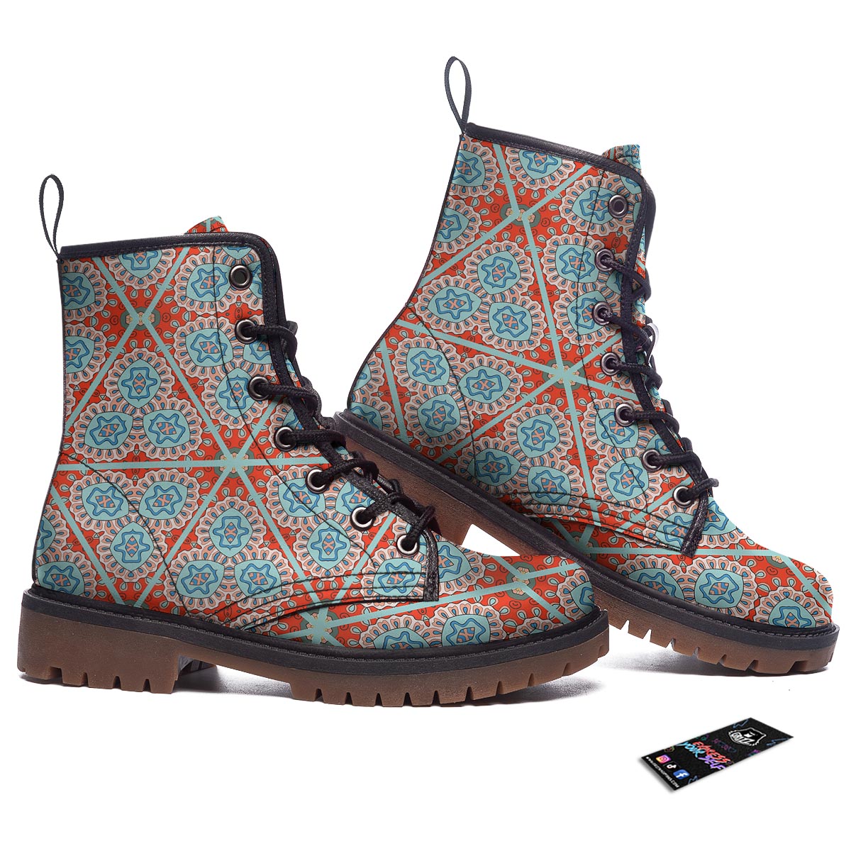 Mandala Triangle Bohemian Print Pattern Work Boots-grizzshop