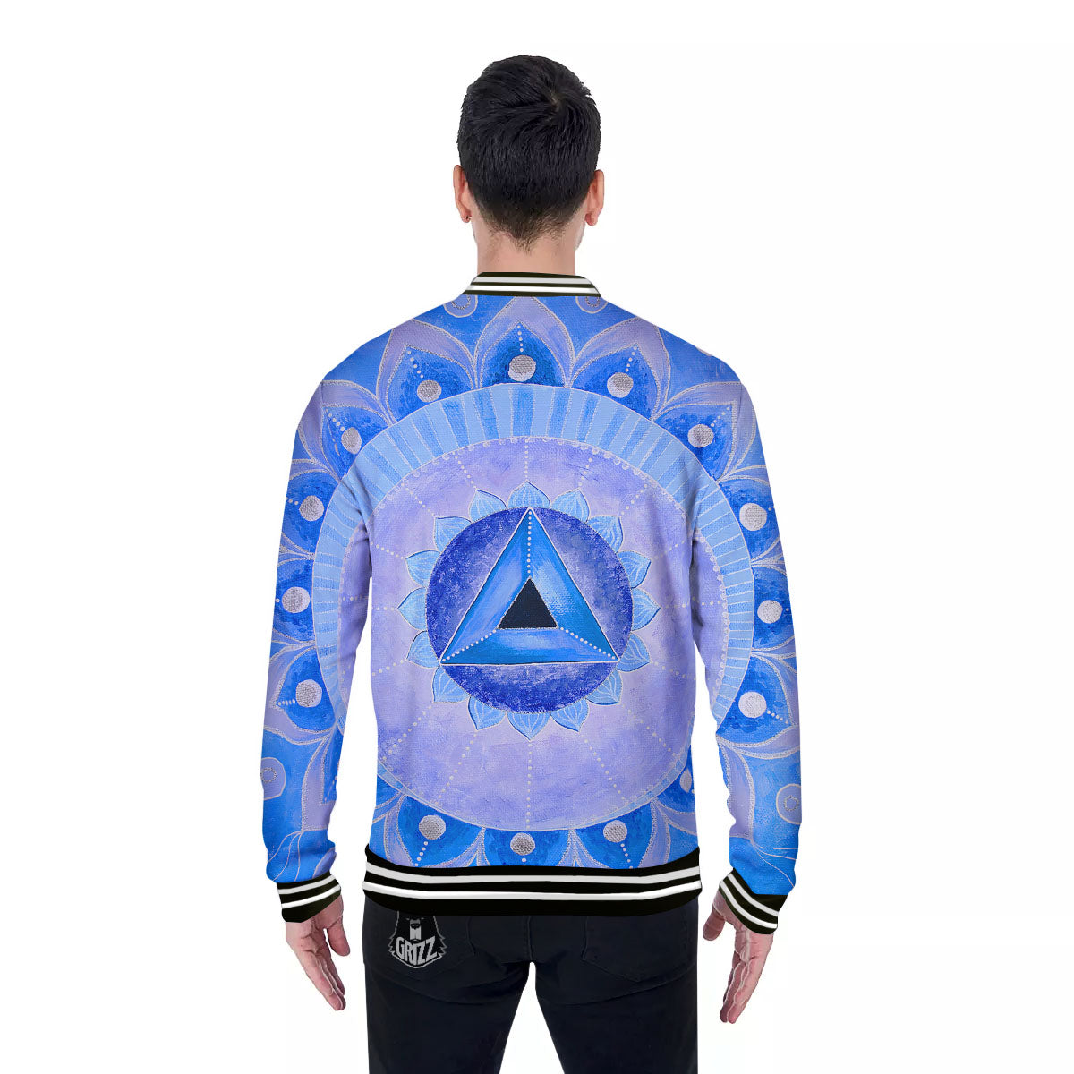 Mandala Vishuddha Chakra Print Baseball Jacket-grizzshop