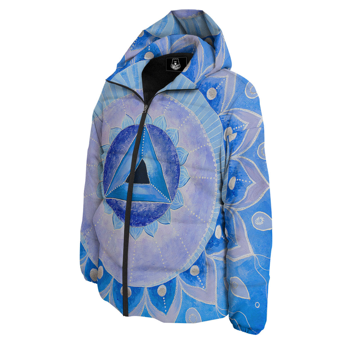 Mandala Vishuddha Chakra Print Down Jacket-grizzshop