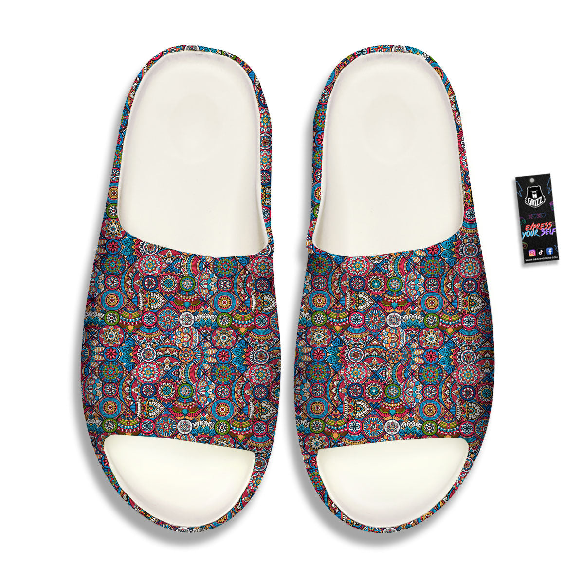 Mandala Bohemian Colorful Print Pattern Sandals-grizzshop