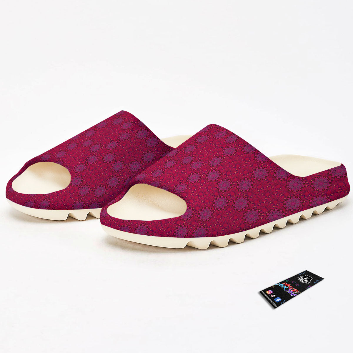 Mandala Bohemian Magenta Print Pattern Sandals-grizzshop