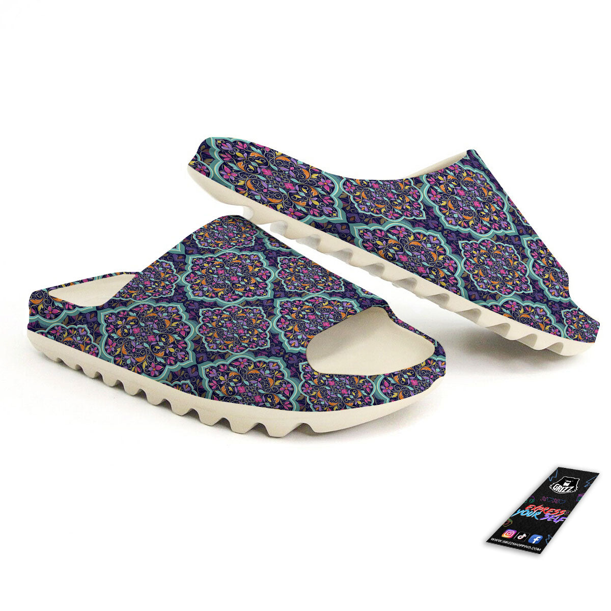 Mandala Bohemian Purple Print Pattern Sandals-grizzshop