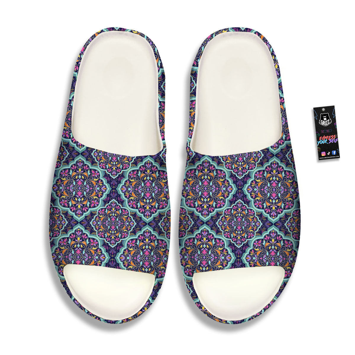 Mandala Bohemian Purple Print Pattern Sandals-grizzshop