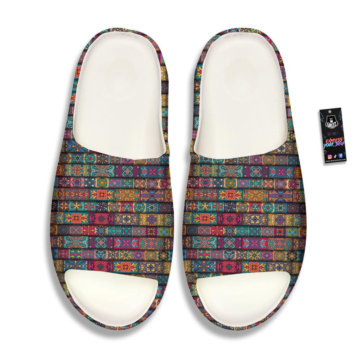 Mandala Bohemian Rectangle Print Pattern Sandals-grizzshop