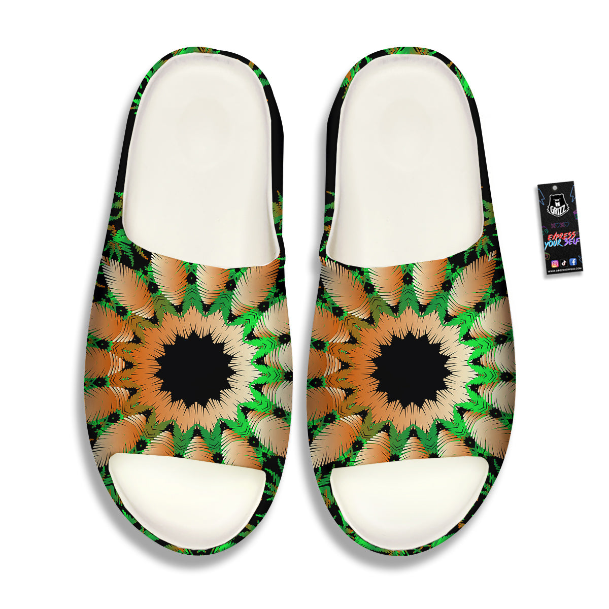 Mandala Cannabis Leaf Print Sandals-grizzshop