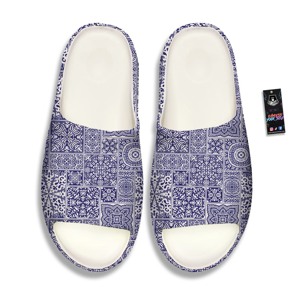 Mandala Patchwork Square Bohemian Print Pattern Sandals-grizzshop
