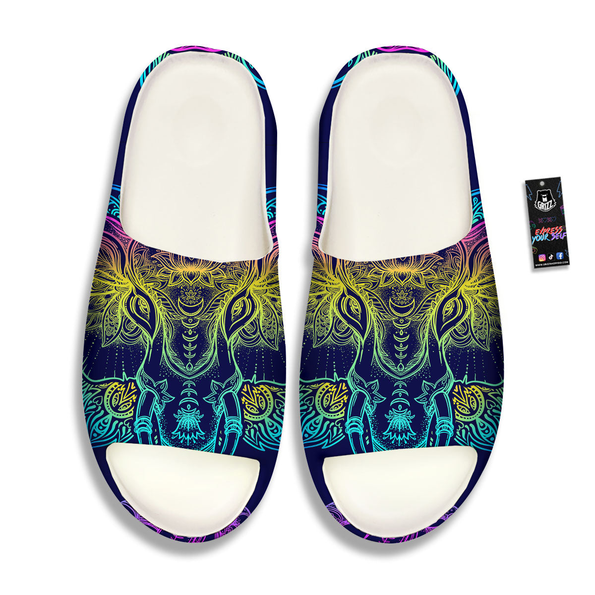 Mandala Spiritual Elephant Print Sandals-grizzshop