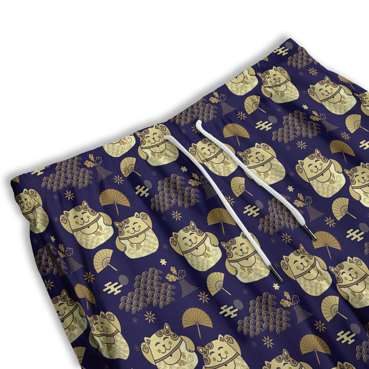 Maneki Neko Cat Japanese Print Pattern Men's Athletic Shorts