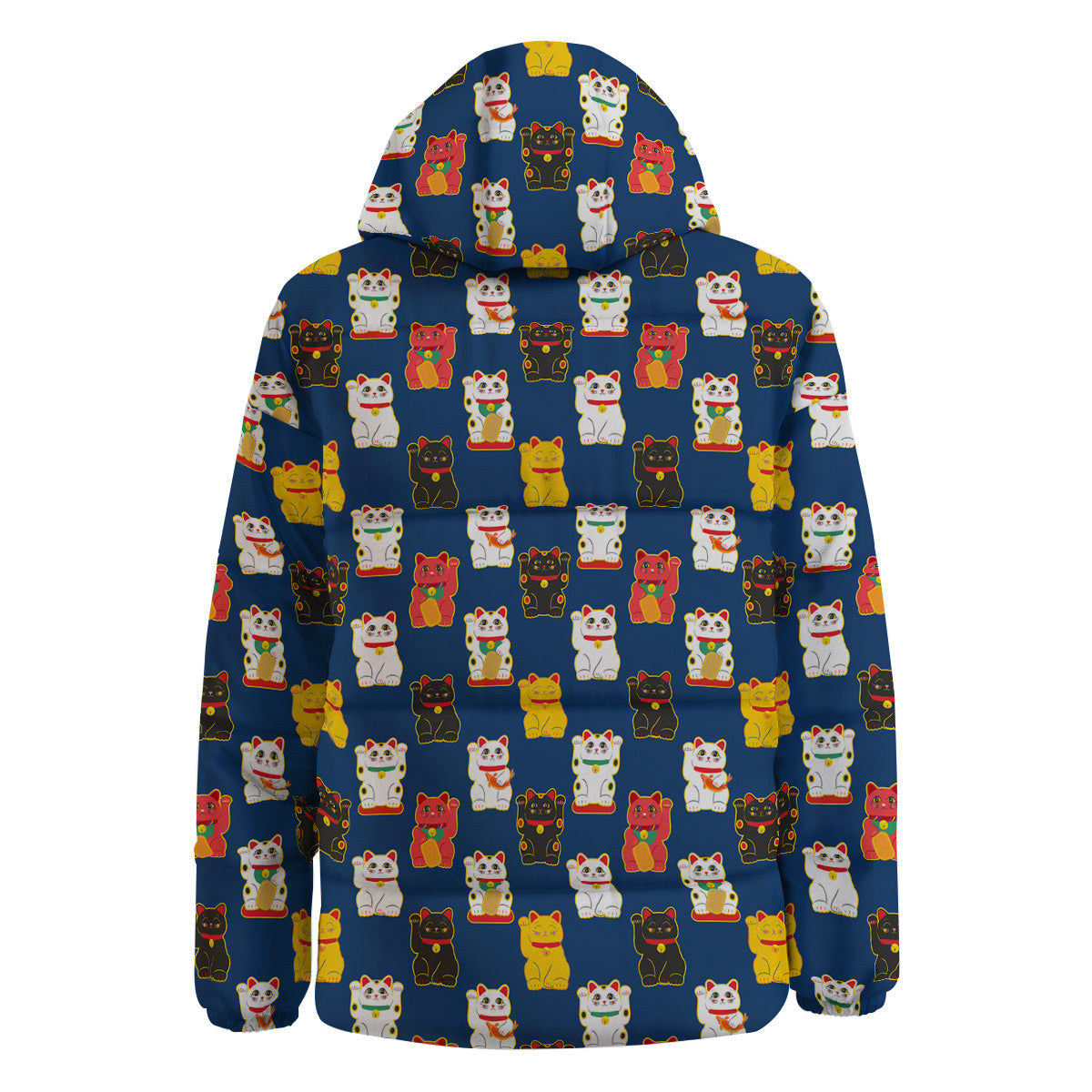 Maneki Neko Colorful Print Pattern Down Jacket-grizzshop