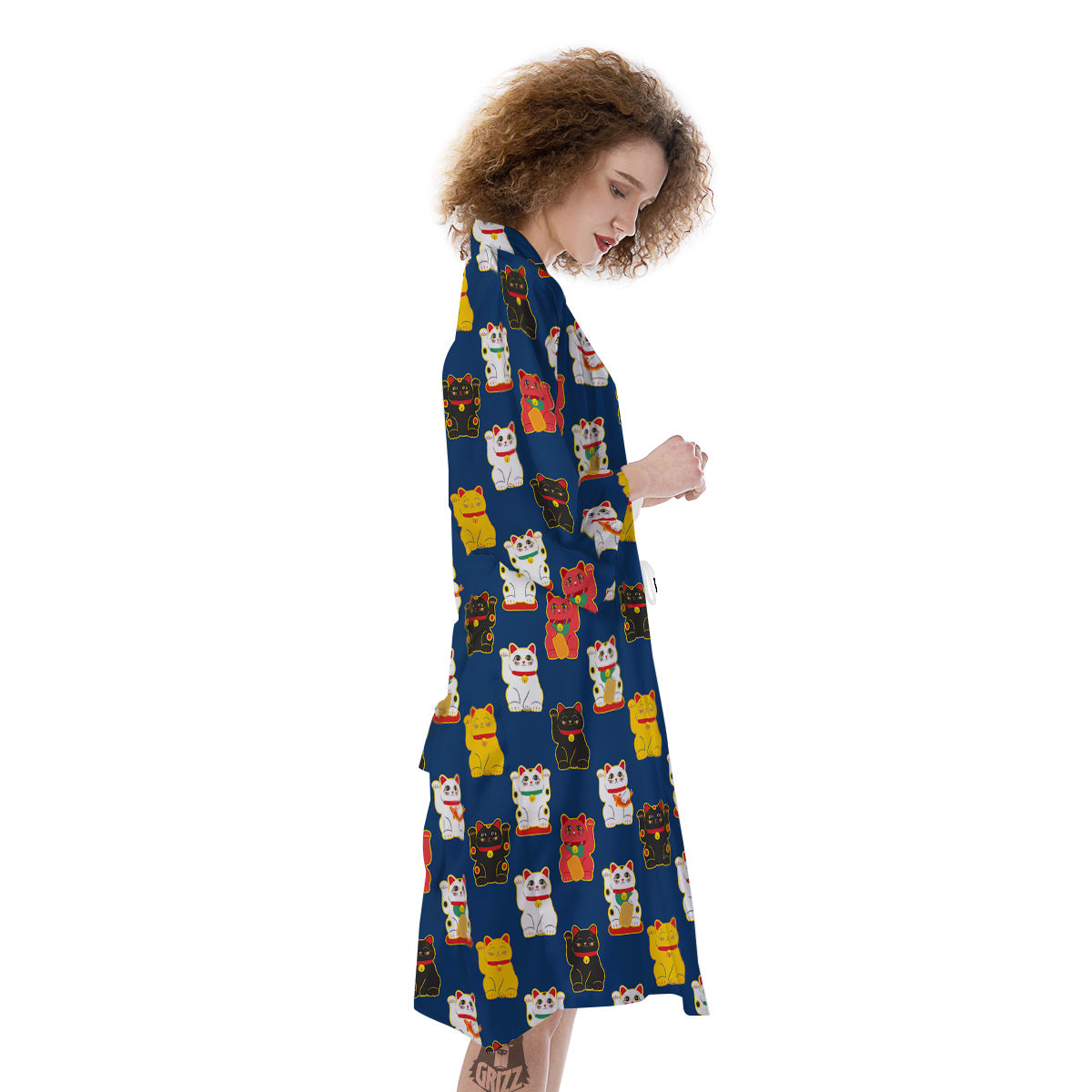 Maneki Neko Colorful Print Pattern Kimono-grizzshop