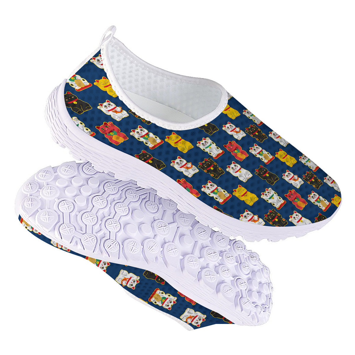 Maneki Neko Colorful Print Pattern Nurse Shoes-grizzshop