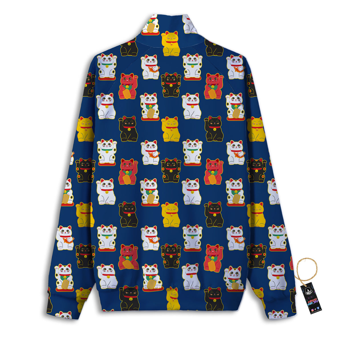 Maneki Neko Colorful Print Pattern Track Jacket-grizzshop