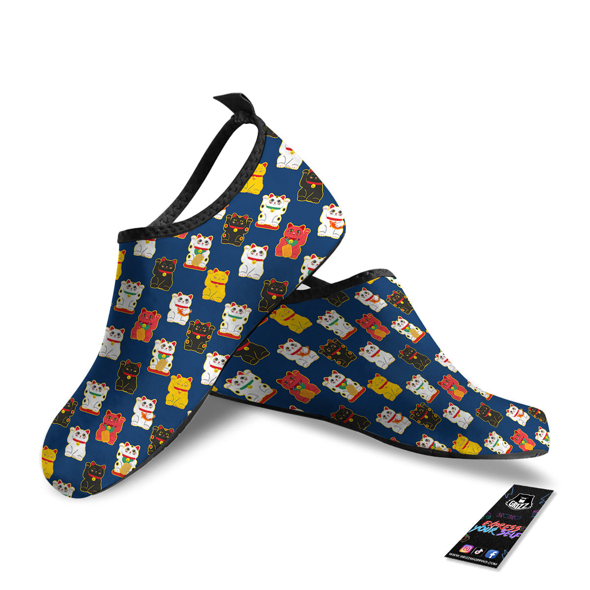 Maneki Neko Colorful Print Pattern Water Shoes-grizzshop