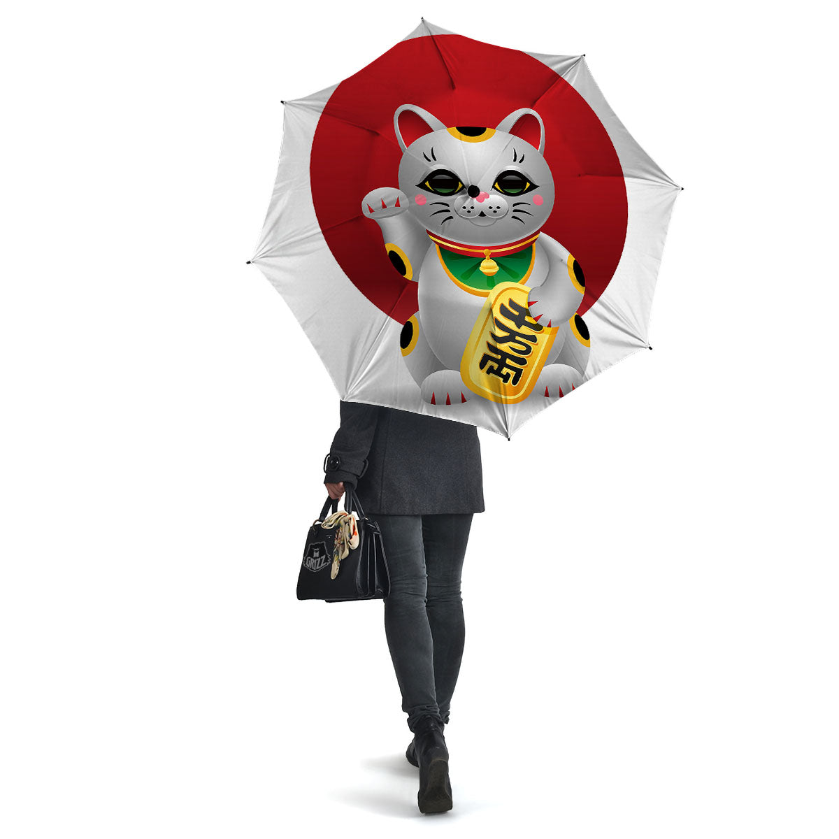 Maneki Neko Japanese Lucky Cat Print Umbrella-grizzshop