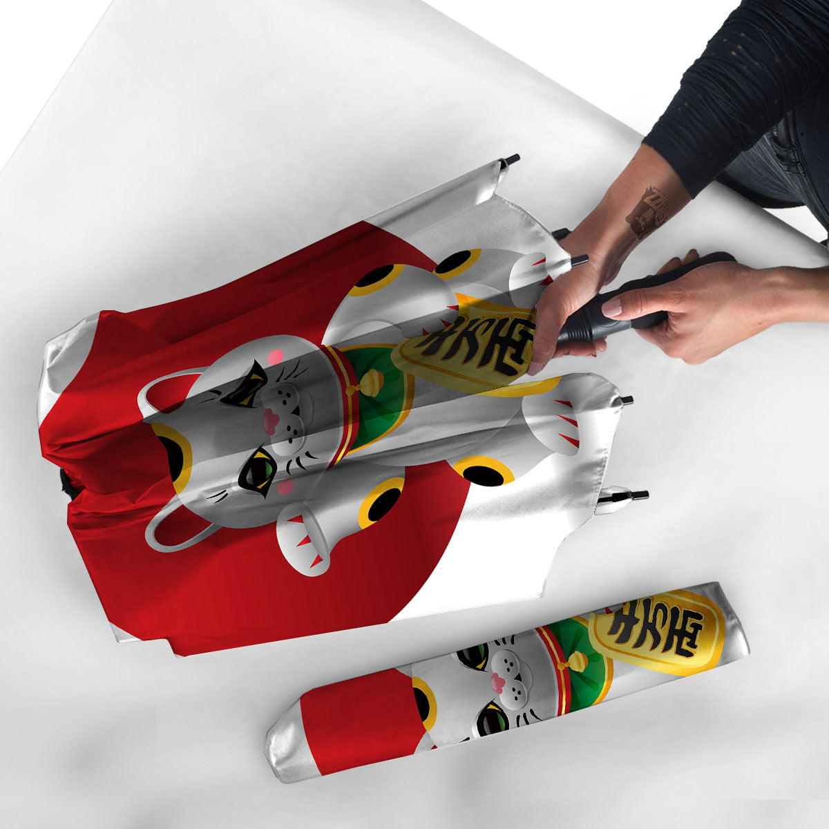 Maneki Neko Japanese Lucky Cat Print Umbrella-grizzshop