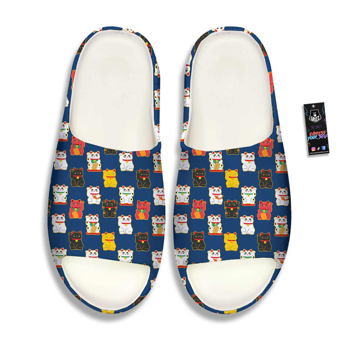 Maneki Neko Colorful Print Pattern Sandals-grizzshop
