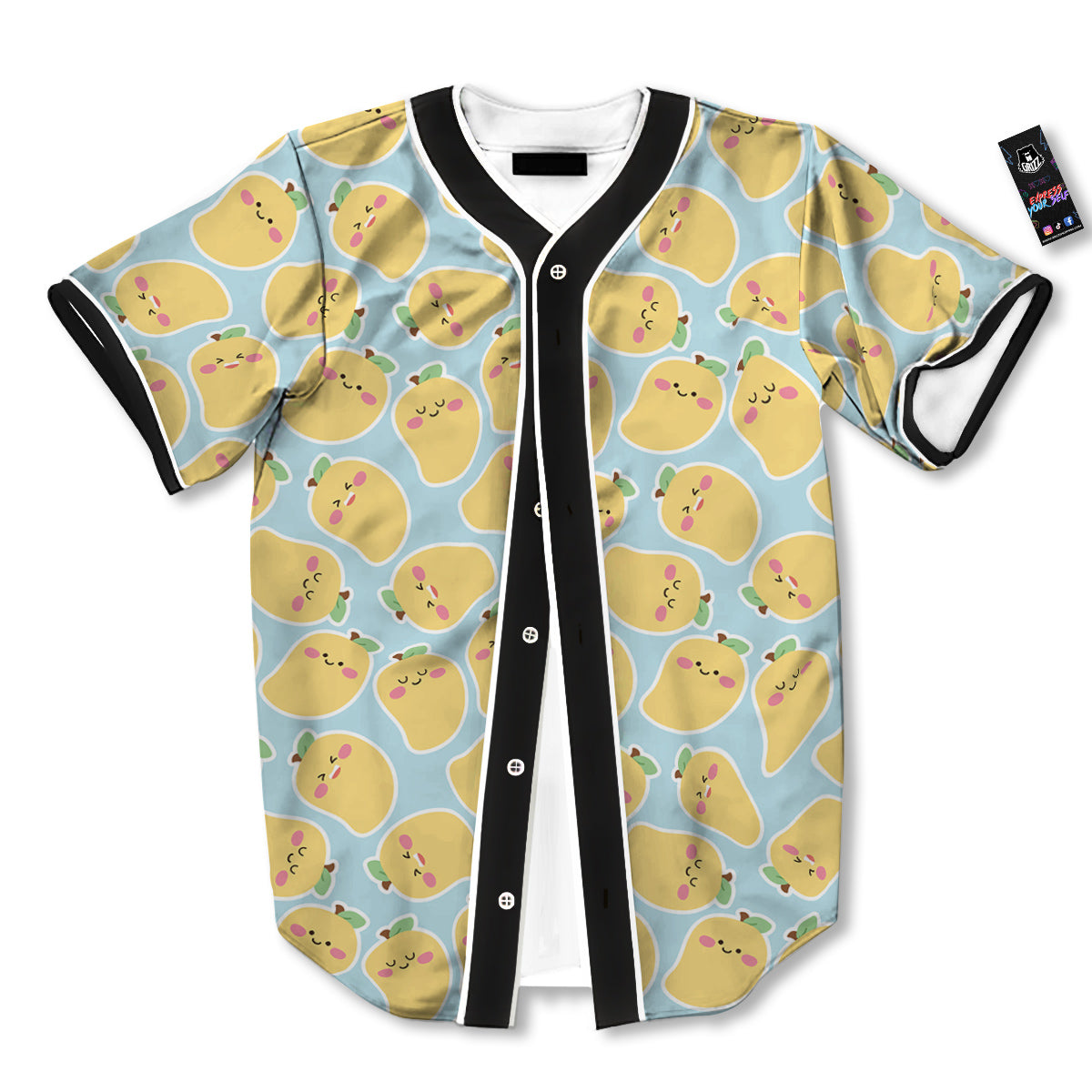 Mango Cute Print Pattern Baseball Jersey-grizzshop