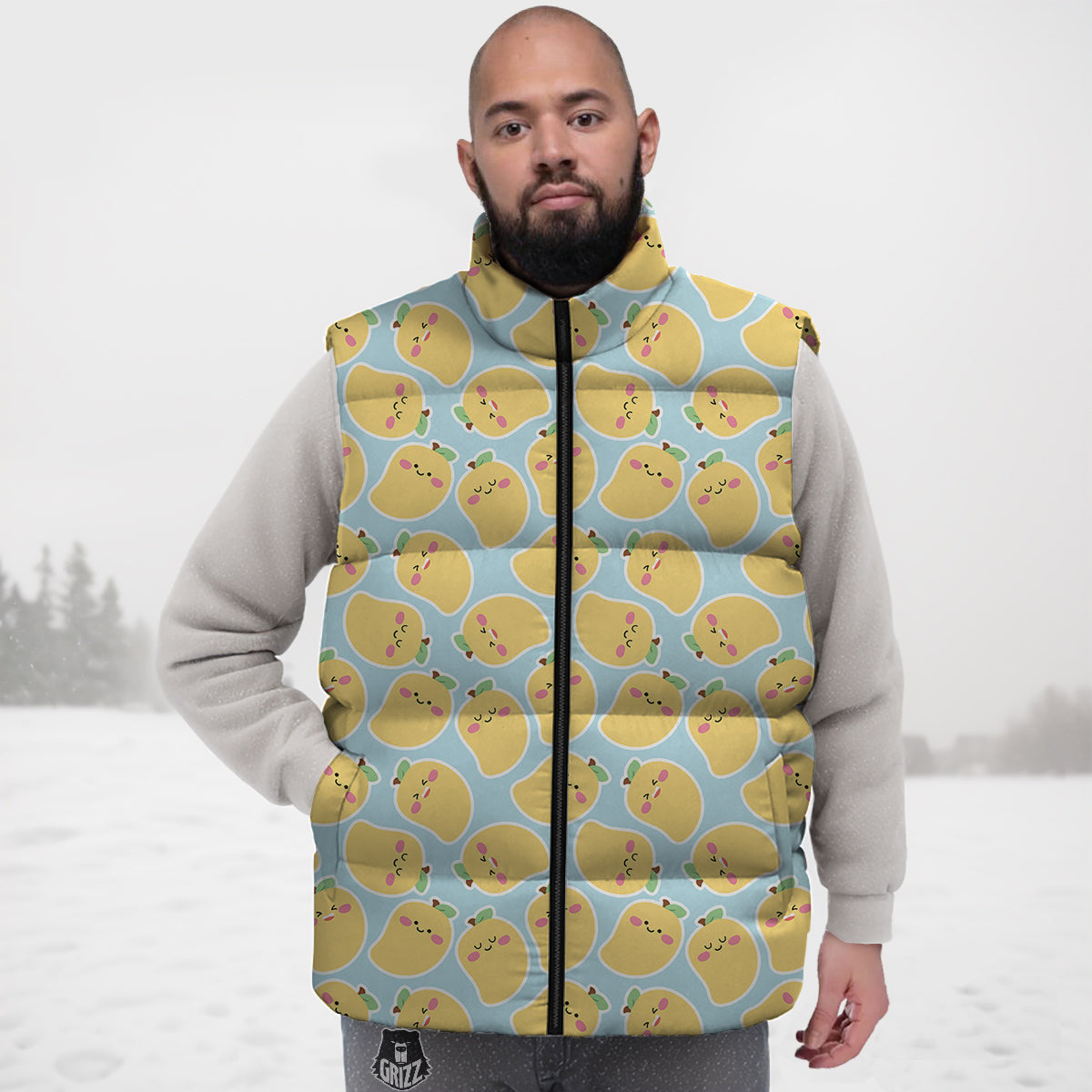 Mango Cute Print Pattern Down Vest-grizzshop