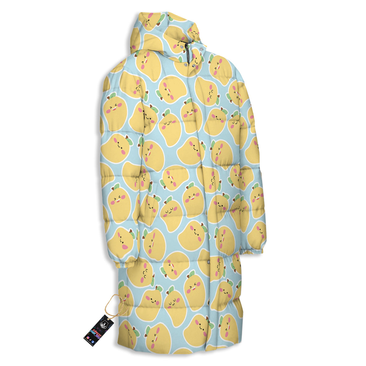 Mango Cute Print Pattern Long Down Jacket-grizzshop