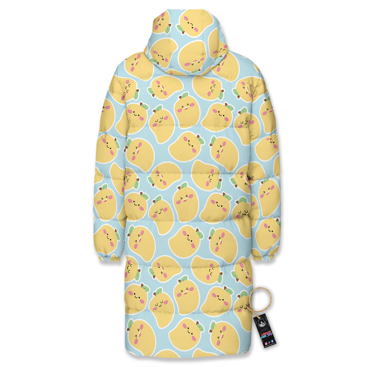 Mango Cute Print Pattern Long Down Jacket-grizzshop