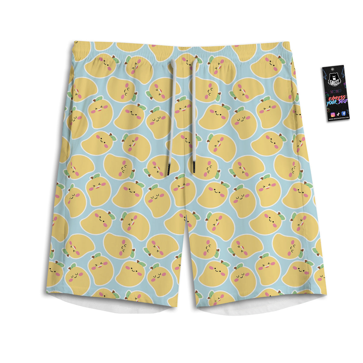 Mango Cute Print Pattern Men's Athletic Shorts-grizzshop