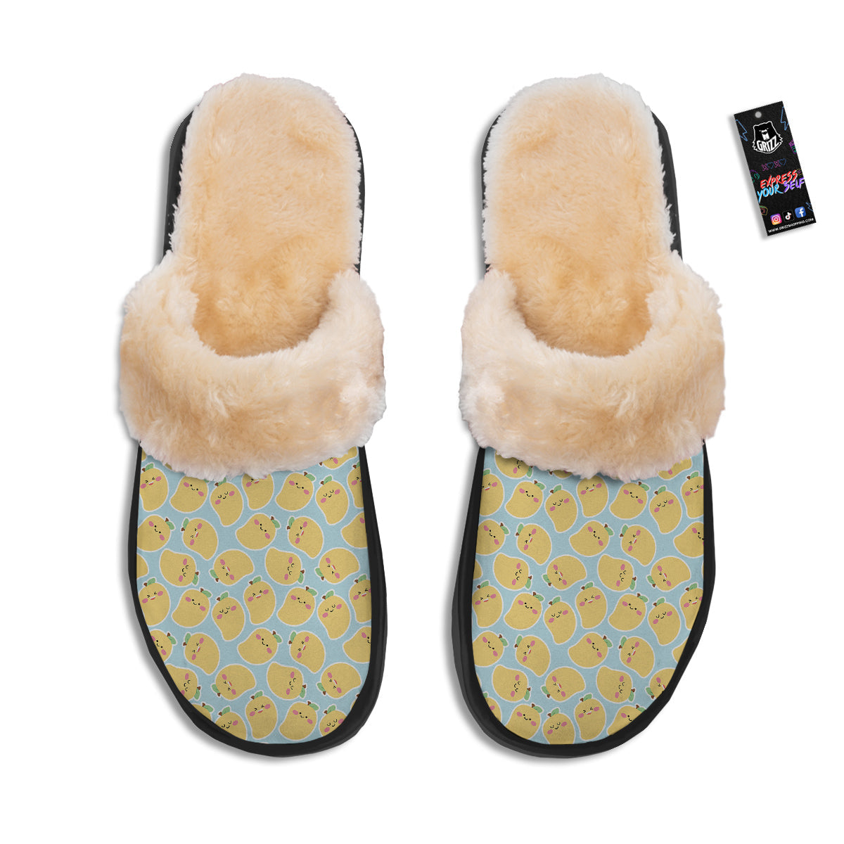 Mango Cute Print Pattern Slippers-grizzshop