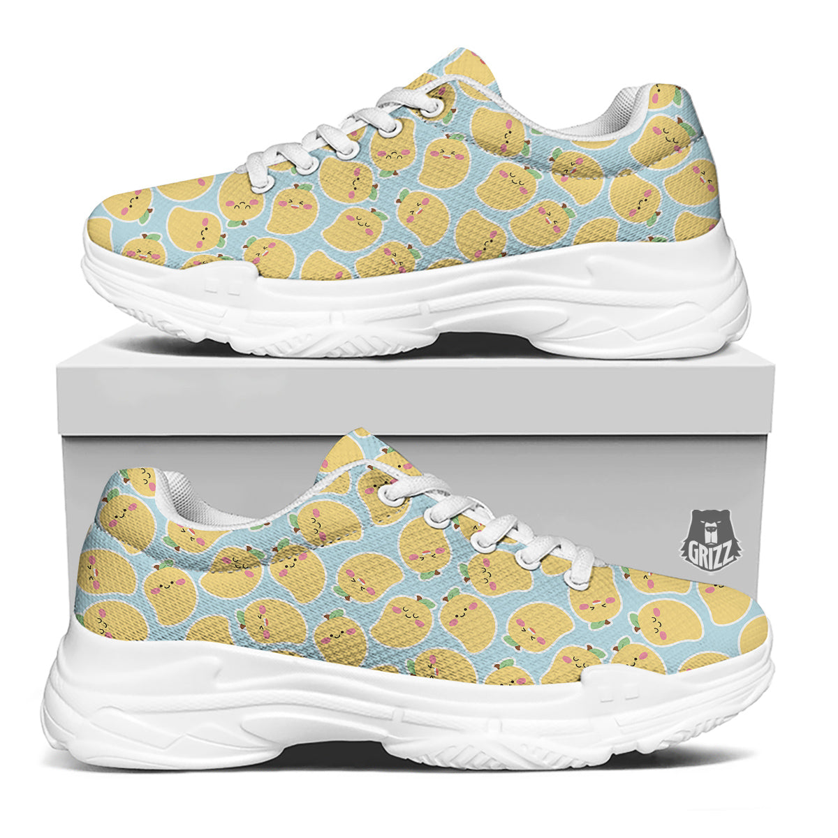 Mango Cute Print Pattern White Chunky Shoes-grizzshop