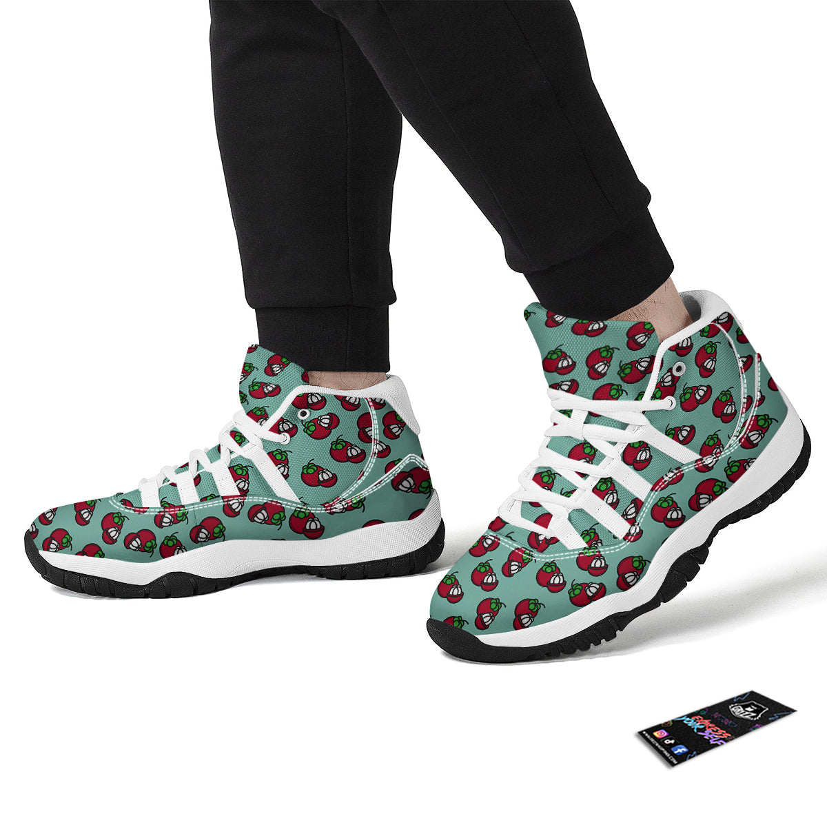 Mangosteen Print Pattern White Bball Shoes-grizzshop